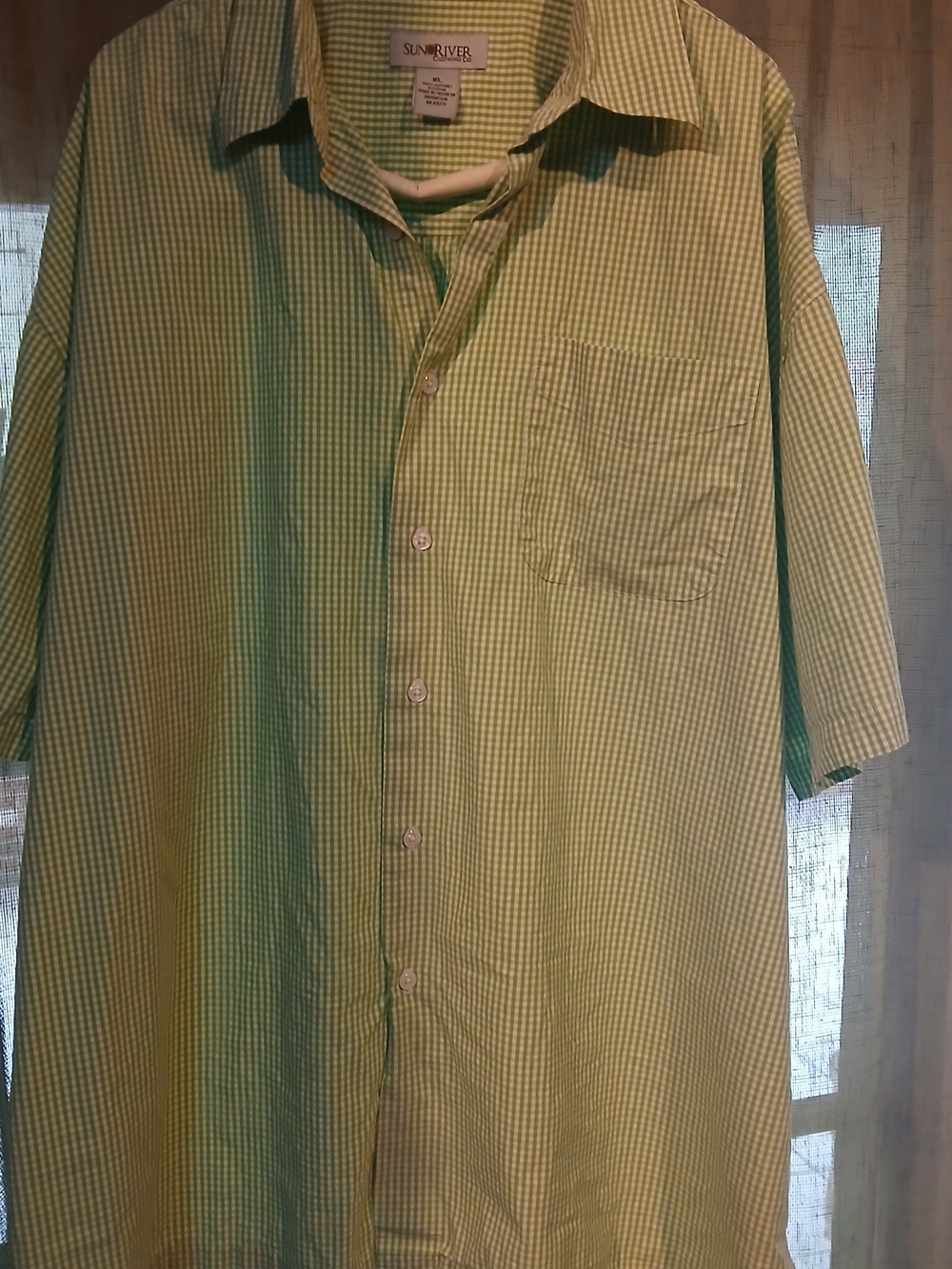 Sun River Light Green Gingham Short-Sleeve Shirt Jacket